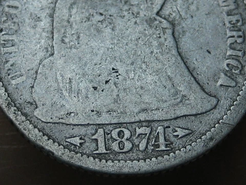1874 P Seated Liberty Silver Dime- With Arrows, Philadelphia, Good Details Cover