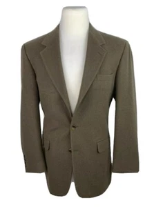 Blazer Bill Blass uomo 44R 100% capelli cammello cappotto sportivo senza ventilazione verde USA - Foto 1 di 10