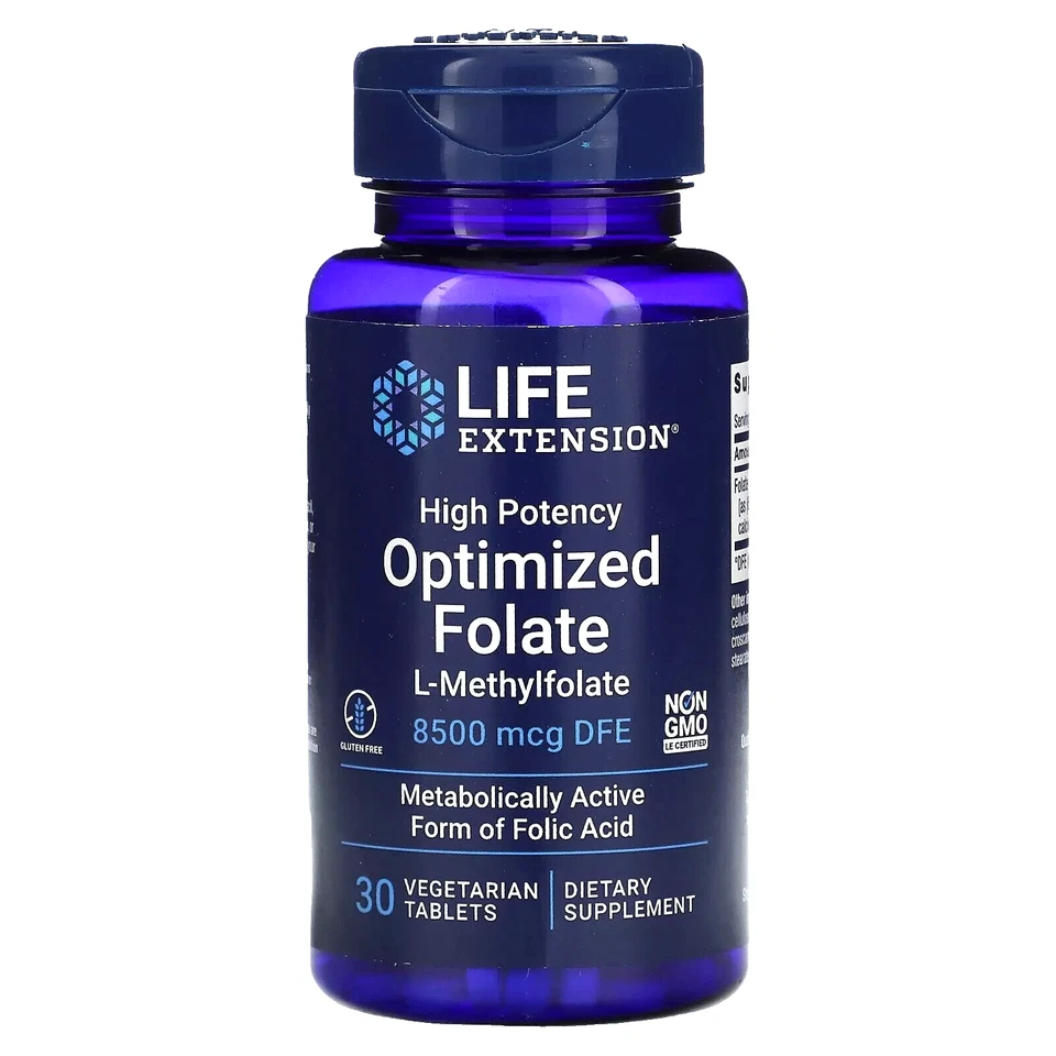 Folato Optimizado Alta Potencia 5000 mcg, 30 Comprimidos Vegetarianos-Pack-2 Foto 1 de 1