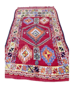 Vintage Handmade Berber Moroccan Organic Wool Red Area Rug - 10 FT 7 x 6 FT 5 - Picture 1 of 8