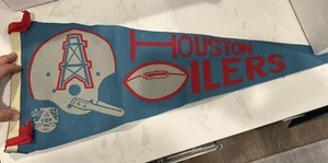 VINTAGE HOUSTON OILERS Large Size NFL 1 BAR RETRO FELT FOOTBALL TEAM PENNANT - Picture 1 of 3