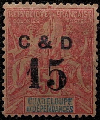 Guadeloupe, Scott #47a, mint OG, VF, Yvert #47h, Dallay #48 Type Ia - Image 1 of 2