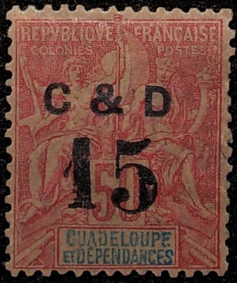 Guadeloupe, Scott #47a, mint OG, VF, Yvert #47h, Dallay #48 Type Ia - Image 1 of 2