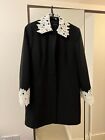 Zara White Broderie Anglais Lace Black Dress Coat Size M