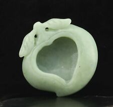 Old natural jade hand-carved statue of flower writing brush washer #10