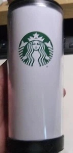 Vaso de café de plástico aislado Starbucks 16 oz con tapa roscada blanco 2012 - Imagen 1 de 5