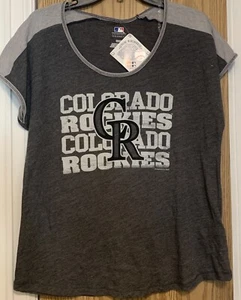 NEW Colorado Rockies Logo Ladies Short Sleeve Top Size Medium Loose & Baggy Fit - Picture 1 of 6