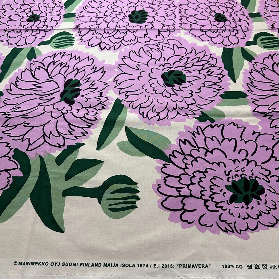 marimekko cotton fabric/ Primavera/ Purple,Green/ 145x100cm/ New/ Unused - Image 1 of 4