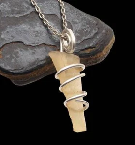 AUTHENTIC Libyan Desert Glass! Meteorite Sterling Silver Pendant 402 - Picture 1 of 3