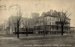 ALMA, MICHIGAN POSTKARTE Michigan Freimaurerheim 1912 - Bild 1 von 2