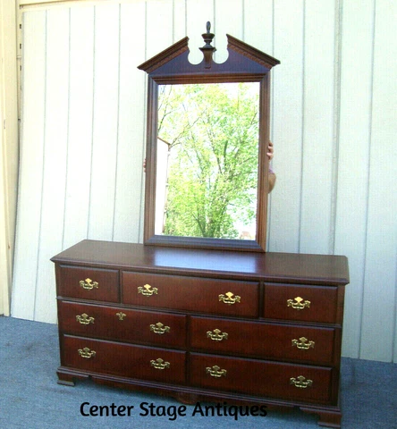62255 Cherry Dresser Chest with Mirror Cover