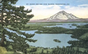 Mt Baker & San Juan Islands Washington 1955 Postcard - Picture 1 of 2