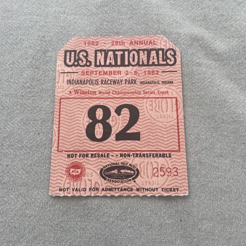 1982 U.S. Nationals Winston NHRA Hot Rod Ticket Free Ship N5 Cover
