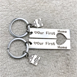 PAIR Our First Home Matching Keyring House Warming His And Hers Partner Key ring - Picture 1 of 9