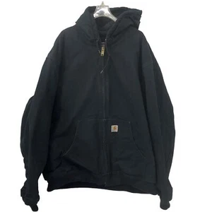 Vintage Carhartt Coat Mens 2XL Tall Black Lined Duck Canvas Jacket J140 USA Made - Picture 1 of 15
