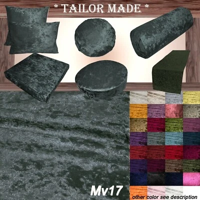 Mv17 Dark Gray Crushed Velvet Sofa Seat Patio Bench Cushion Bolster Cover/Runner - Image 1 of 4