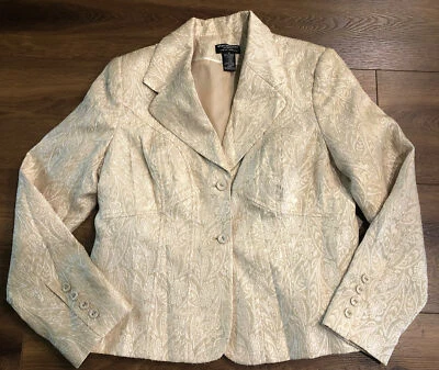 Jaqueta Blazer Worthington Works Stretch Separates 12 Bege Forrada Padrão Floral - Imagem 1 de 4