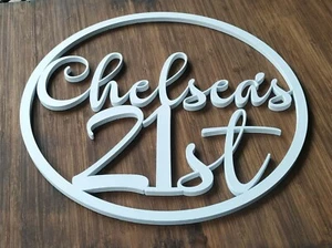 Custom - ANY WORD - Personalised Circle Name Sign Wooden Ring Hoop - Picture 1 of 9