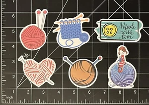 “Made with Love” 6 Knitting Sticker Decals (yarn, crafting, hobby, mindfulness) - Picture 1 of 1
