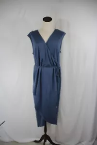 Abito A New Day Wrap XL blu ardesia tulipano senza maniche midi NUOVO estate matrimonio - Foto 1 di 11