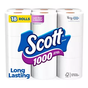 Scott 1000 Toilet Paper, 18 Rolls, Septic-Safe, 1-Ply Toilet Tissue - Picture 1 of 8