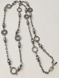 Vintage RMN 36" Necklace - Silvertone Beaded & Chain - Picture 1 of 1