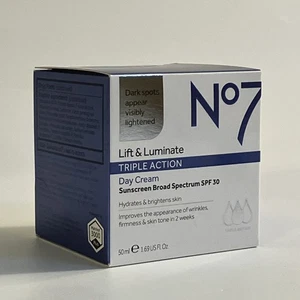 No7 Lift & Luminate Triple Action Day Cream with SPF 30 - 1.69oz Frag Free Fr Sh - Picture 1 of 8