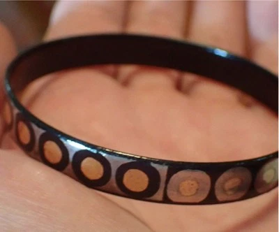 Austrian Enamel Bracelet Michaele Frey Black Silver and Gold - Image 1 of 4