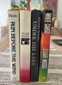 Stuart Woods SIGNED Run Before The Wind/Deep Lie/Under The Lake/White Cargo Lot - Foto 1 di 9