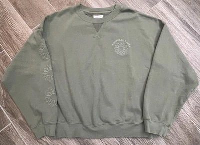 Sudadera para mujer American Eagle bordada de gran tamaño GRANDE verde oliva Foto 1 de 4