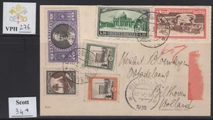VPH_276. VATICAN. 1938 postcard w. multiple GARDEN & MEDALLION stamps. Scott 34+ - Picture 1 of 1