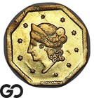 1854 CALIFORNIA FRACTIONAL GOLD DOLLAR OCTAGONAL LIBERTY HEAD BG 532 