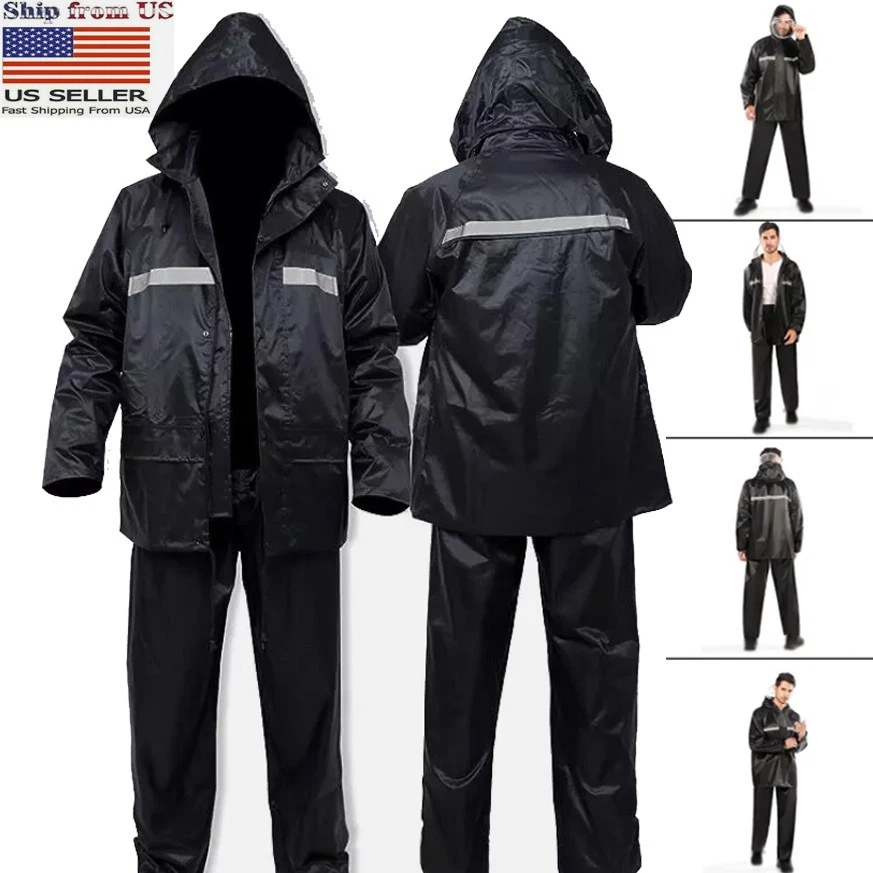 Trajes de lluvia impermeables impermeable de alta resistencia para hombres mujeres pesca equipo de lluvia chaqueta Foto 1 de 4