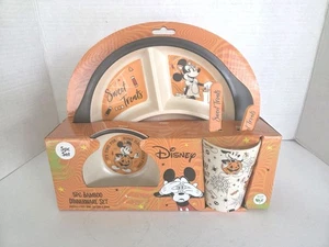Disney Mickey & Minnie  Bamboo Dinnerware Set 5 Pieces Halloween Fun Kids Set - Picture 1 of 12