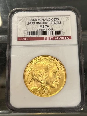 Blazer American Buffalo 2006 .9999 oro $50 1 oz exquisito NGC MS 70 primer golpe Foto 1 de 4