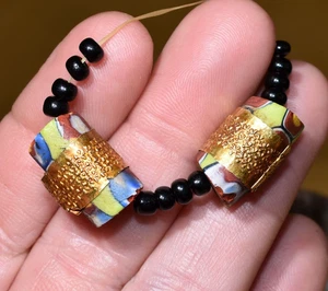 Antike venezianische Millefiori Perlen afrikanisch Ashanti gold gewaschen Band afrikanischer Handel - Bild 1 von 12