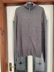 Brave Soul Mens Grey Zip Top Funnel Neck Large Sweater Jumper Cardigan Men’s L - Picture 1 of 4