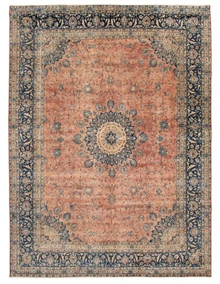 9英尺7英寸x12英尺10英寸传统复古手工打结小地毯东方羊毛地毯 — 第 1/4 张图片