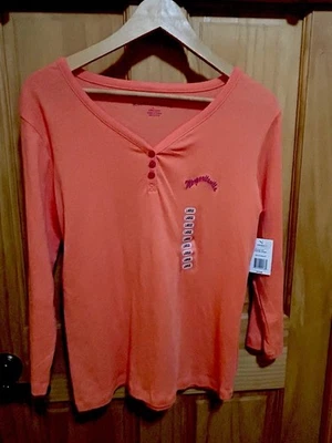 Margaritaville Henley T Shirt Women’s Sz Large NWT Orange/Pink - Image 1 of 4