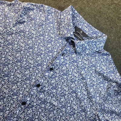 Camisa Hart Schaffner Marx Hartsoft de lujo de algodón manga corta con botones XL AOP  Foto 1 de 4