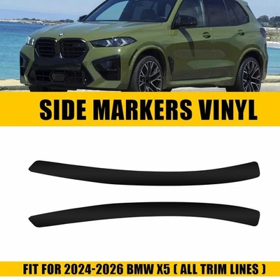 2x Smoked Front Fender Side Overlay Markers Vinyl Protector for BMW 2024-2026 X5 - Image 1 of 4