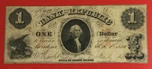 Billete de un dólar del estado de Rhode Island de 1853 - Imagen 1 de 1