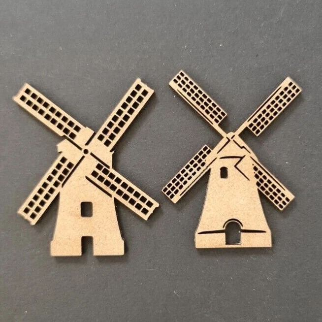 Windmills. Pack of 6 Sets of 2. Laser cut MDF Craft Shapes Embellishment - Image 1 of 1