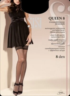 Calze autoreggenti a rete Sisi Queen 8 denari velate intramontabile sensualità - Immagine 1 di 3