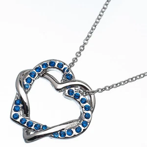 2.60 Ct Round Cut Style Shape Blue Rhinestone 18K White Gold Plated Pendant - Picture 1 of 3