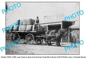 OLD 8x6 PHOTO PARKES NSW WEBB GENERAL STORE & WOOL BALES CLARINDA St c1900