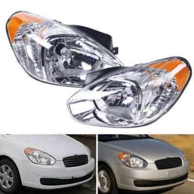 Pair For 2008-2011 Hyundai Accent 2007 2008 2009 2010 Headlights Lamps LH+RH - Изображение 1 из 4