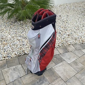 Datrek Cart Golf Bag 14 Way Shoulder Strap Red Plaid Twin Isles Country Club - Picture 1 of 17