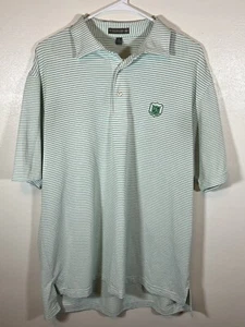 Peter Millar Men’s Polo Shirt Size Large White Striped Green Golf - Picture 1 of 3