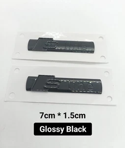 2 Logo S Line Emblème Badge Ailes Adhésif Sline Abs Noir Brillant - Imagen 1 de 3